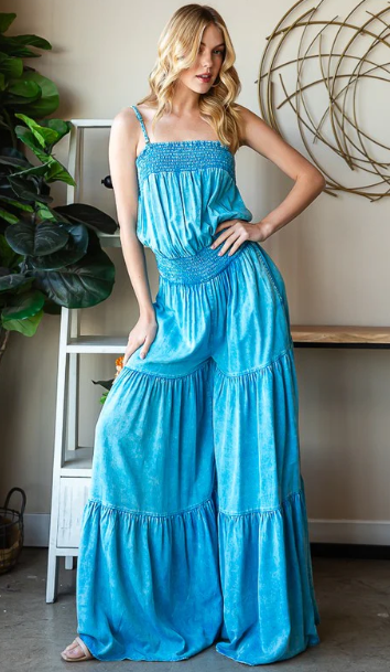Tiered Mineral Wash Jumpsuit