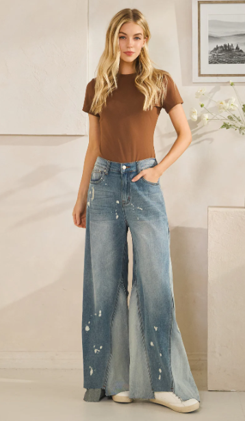 Bleached Denim Flares