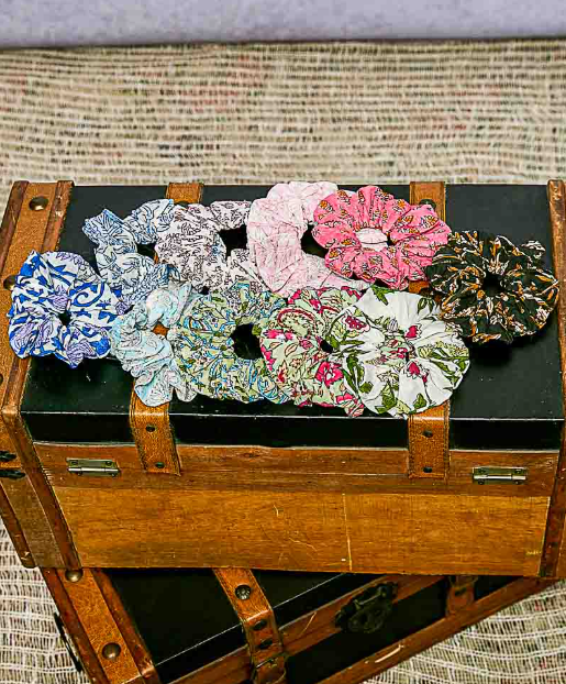 Cotton Block Print Hair Scrunchies