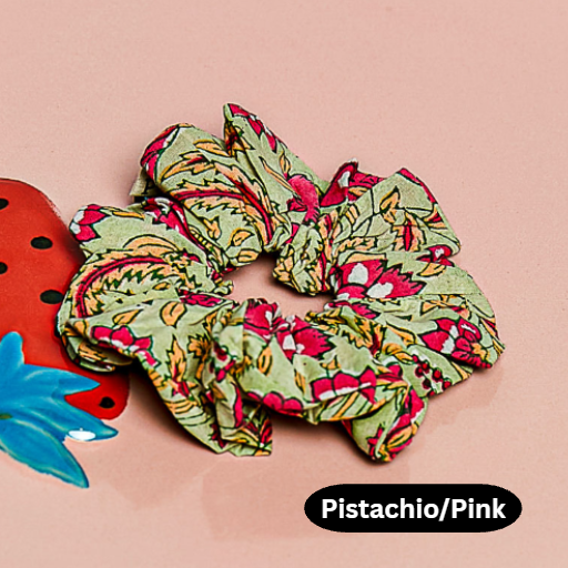 Cotton Block Print Hair Scrunchies