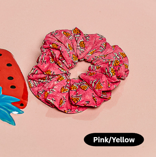 Cotton Block Print Hair Scrunchies