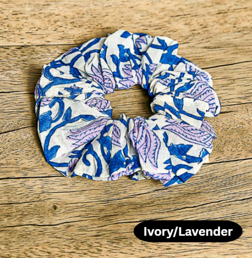 Cotton Block Print Hair Scrunchies