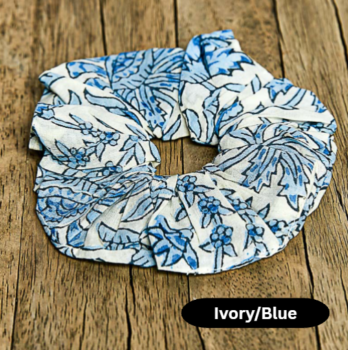 Cotton Block Print Hair Scrunchies
