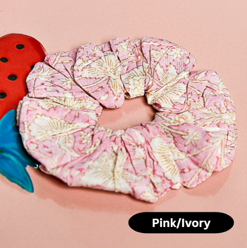 Cotton Block Print Hair Scrunchies