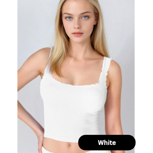 Ribbed Lettuce Edge Tank Tops