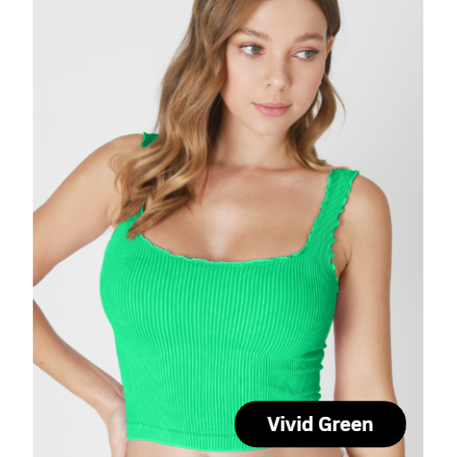 Ribbed Lettuce Edge Tank Tops