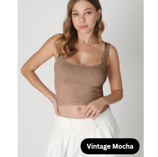 Ribbed Lettuce Edge Tank Tops