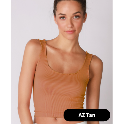 Ribbed Lettuce Edge Tank Tops