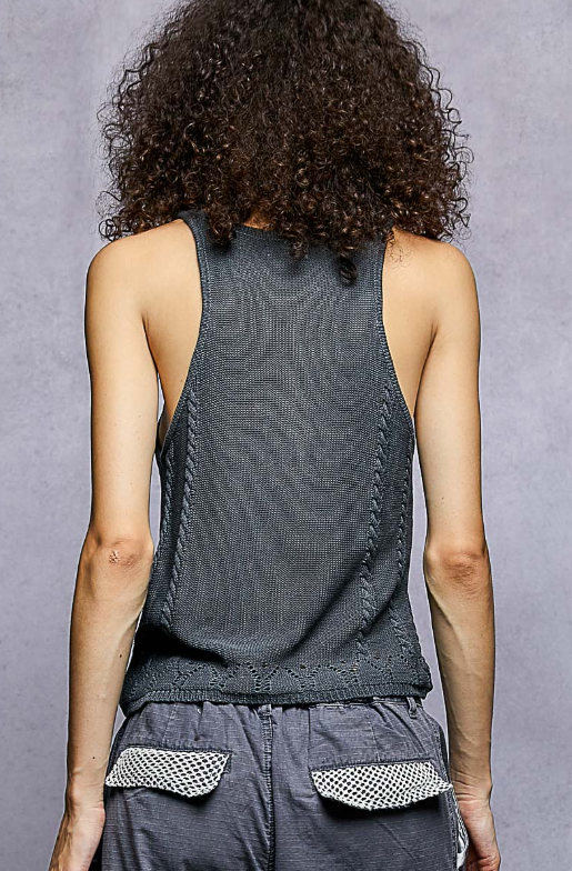 Night Bloom Embroidered Knit Tank