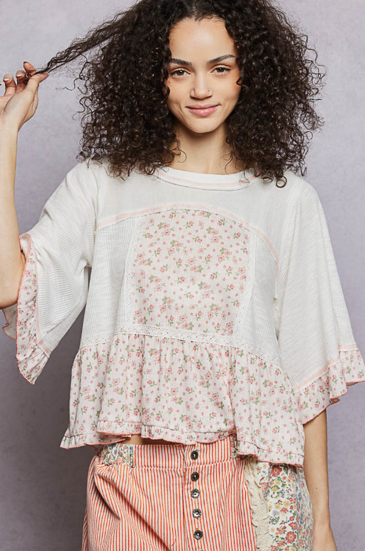 Ribbed Floral Top