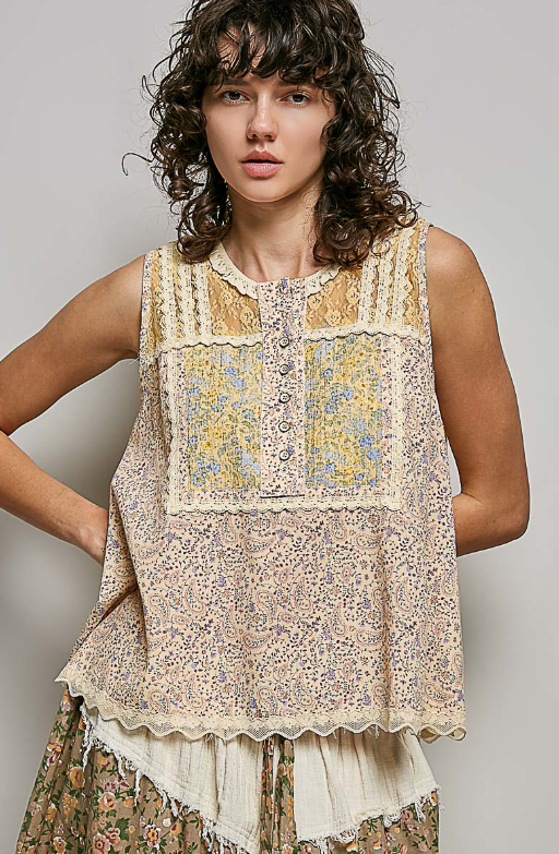 Open Back Floral Lace Top