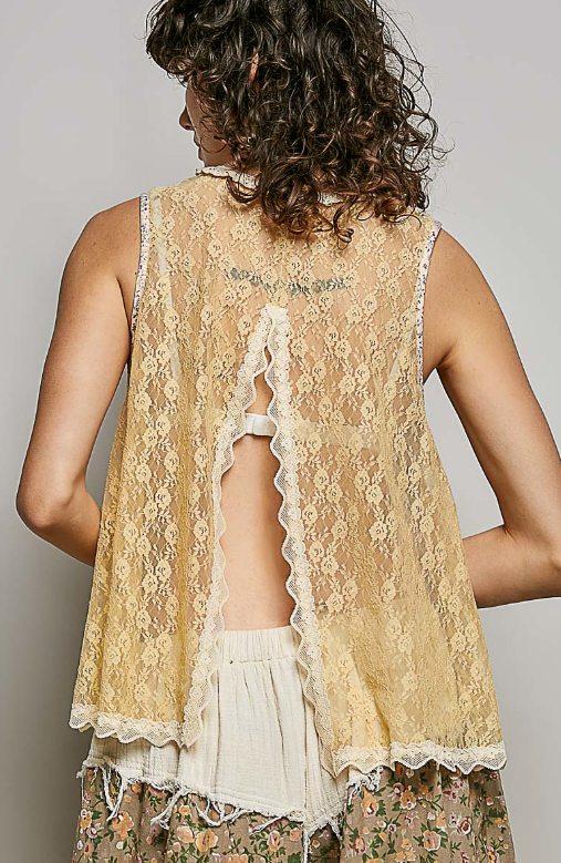 Open Back Floral Lace Top