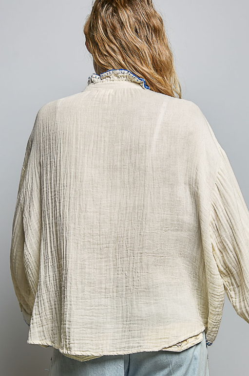 Blue Orchard Embroidered Top