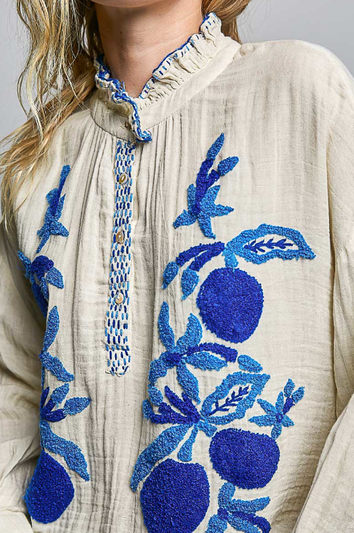 Blue Orchard Embroidered Top