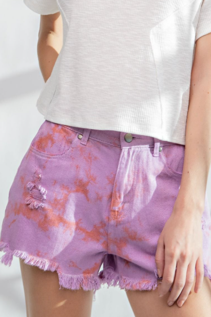 Lilac Tie Dye Shorts *Doorbuster*Final Sale*