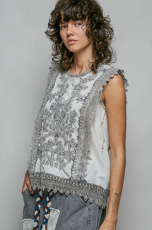 Break On Through Embroidered Top