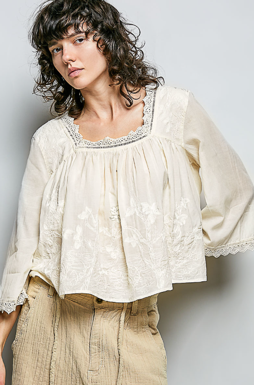 Right On Time Embroidered Top
