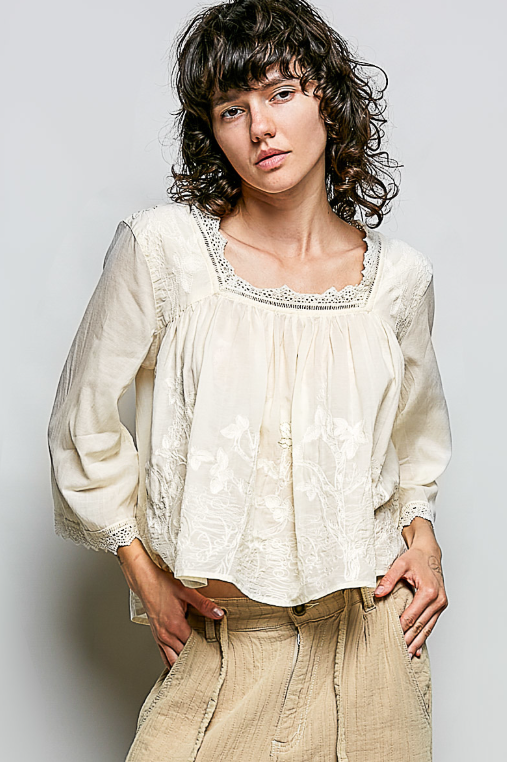 Right On Time Embroidered Top