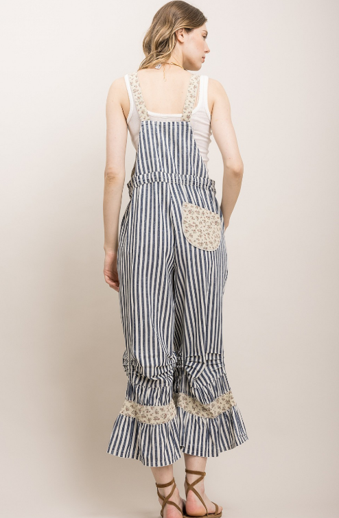 Love Train Striped Overalls