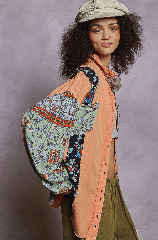 Patchwork Shacket *Doorbuster*Final Sale*