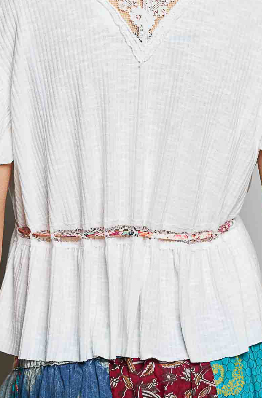 V-Neck Lace Cinch Tops *Doorbuster*Final Sale*