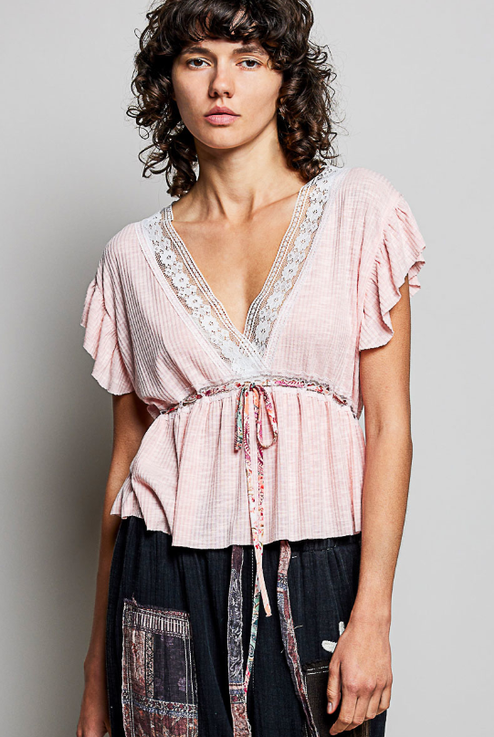 V-Neck Lace Cinch Tops *Doorbuster*Final Sale*