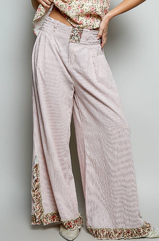 Side Note Striped Pants