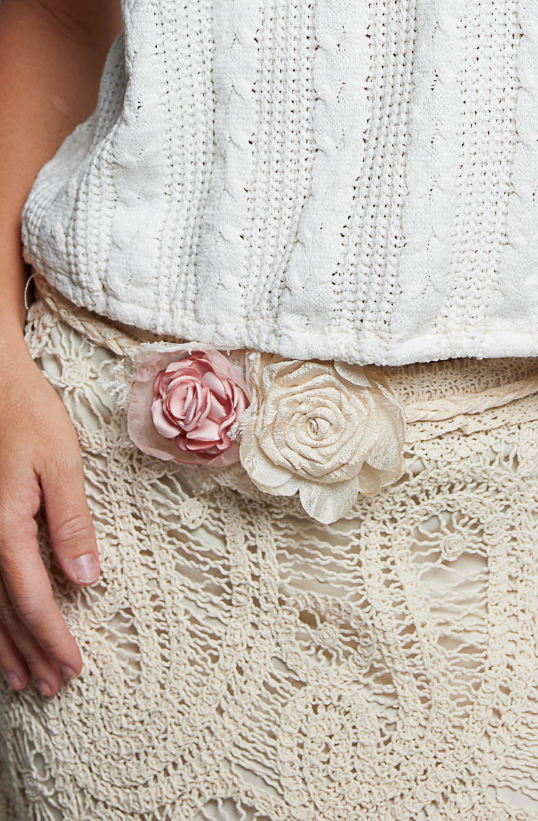 Two Flower Crochet Belt