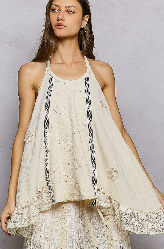 Cross Back Embroidered Top *Doorbuster*Final Sale*