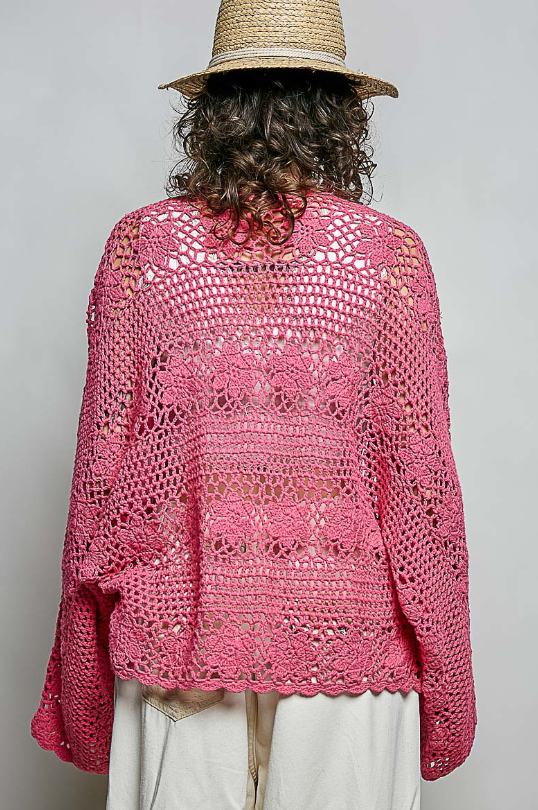 Pink Crochet Cardigan *Doorbuster*Final Sale*