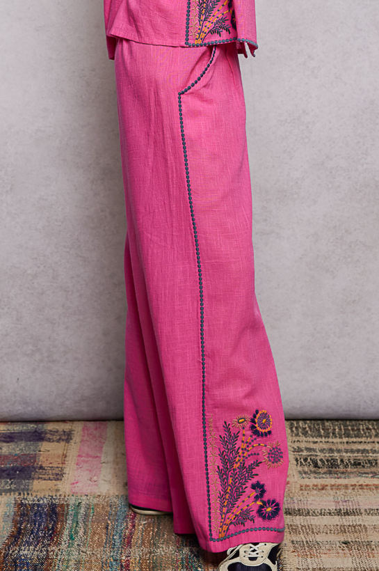 Pink Embroidered Pants *Doorbuster*Final Sale*