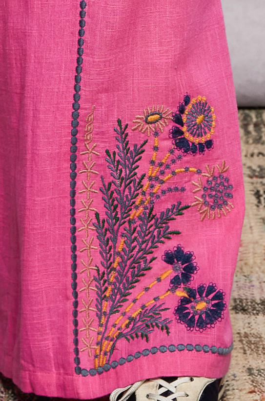 Pink Embroidered Pants *Doorbuster*Final Sale*