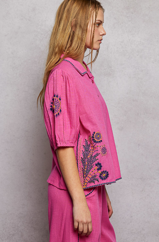 Pink Embroidered Top *Doorbuster*Final Sale*