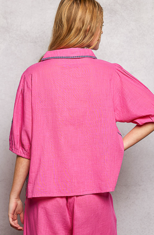 Pink Embroidered Top *Doorbuster*Final Sale*
