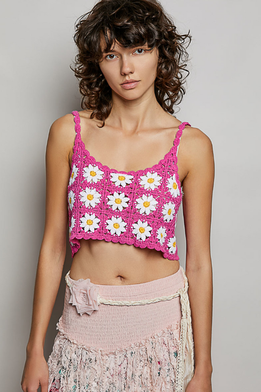 Pink Daisy Crochet Top *Doorbuster*Final Sale*