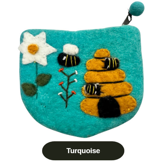Felted Bee Coin Pouches