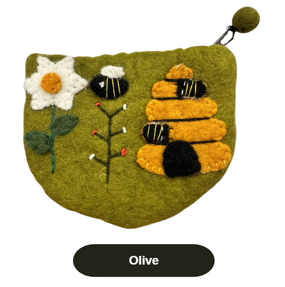 Felted Bee Coin Pouches