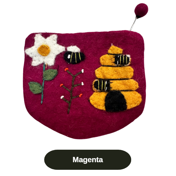 Felted Bee Coin Pouches