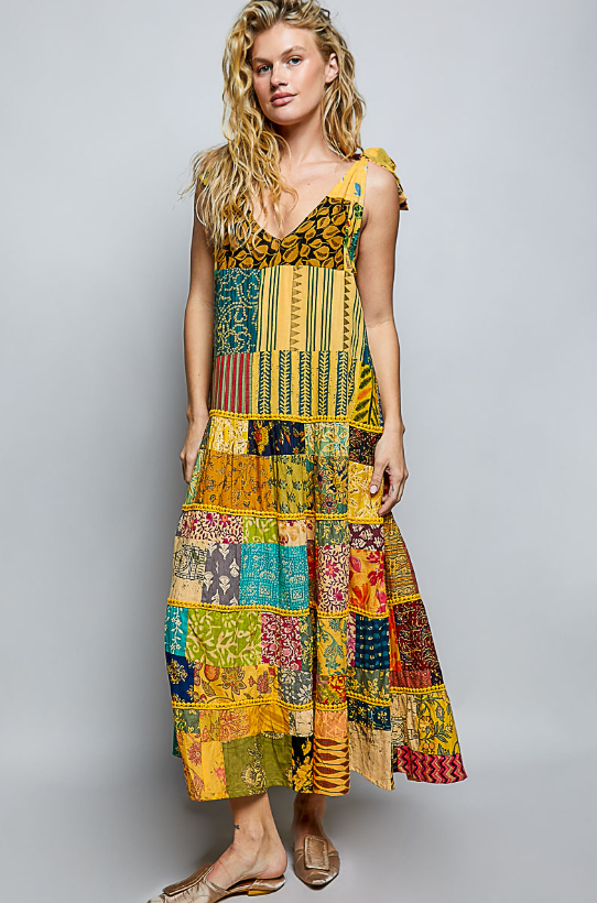 Honeycomb Harvest Patchwork Dress