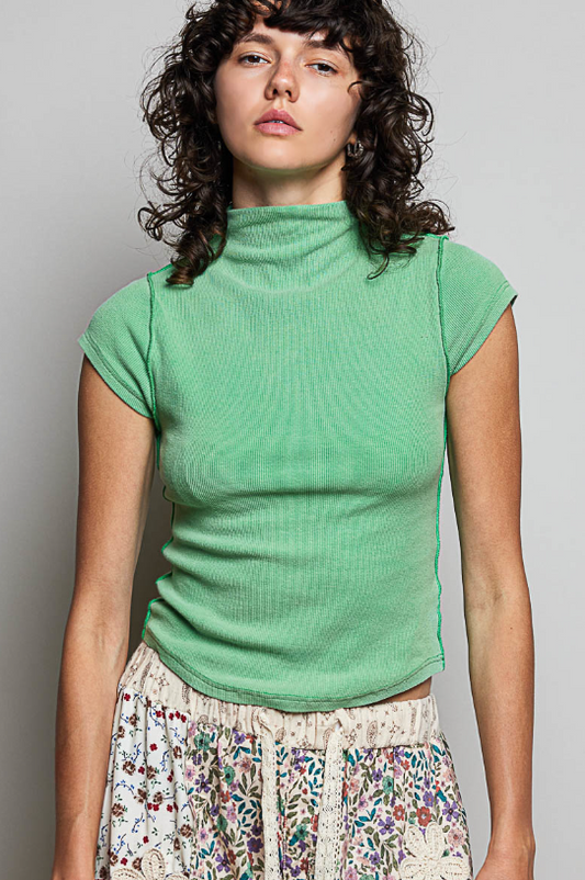Mock Neck Short Sleeve Top