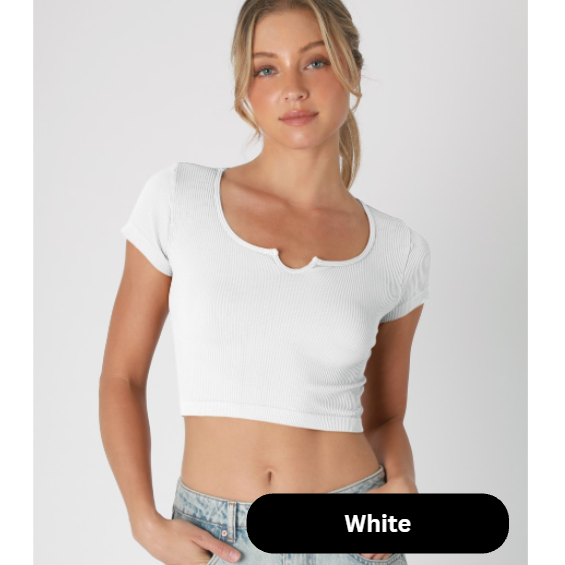 Notch Ribbed Crop Top