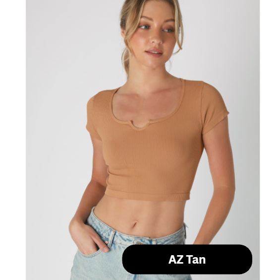 Notch Ribbed Crop Top
