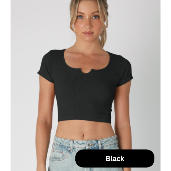Notch Ribbed Crop Top