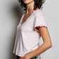 Crochet Trim V-Neck Tee *Final Sale*