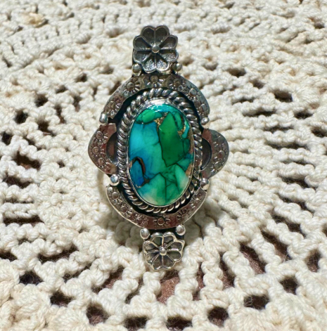 Peacock Dahlia Flower Ring