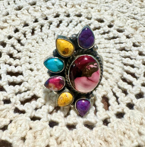 Cherry Blossom Dahlia Cluster Ring