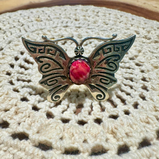 Pink Dahlia Butterfly Ring