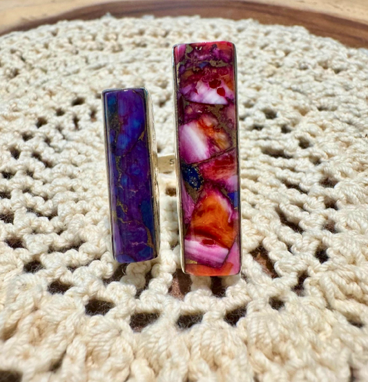 Pink Dahlia & Purple Mojave Bar Ring