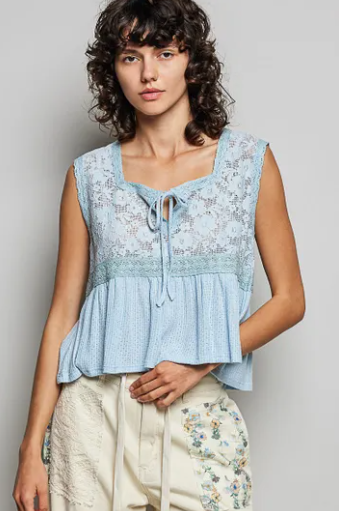 Clear Blue Skies Lace Top *Final Sale*