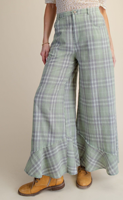 Sage Plaid Pants *Doorbuster*Final Sale*